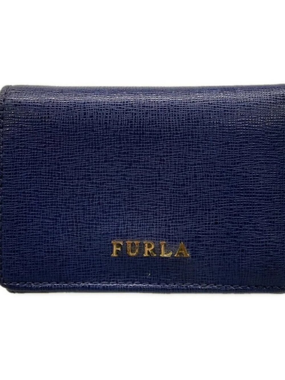 FURLA Navy Leather Trifold Wallet